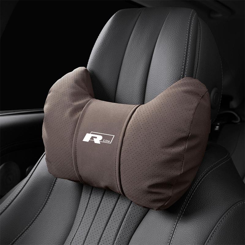 Car Seat Soft Headrest Suede Neck Pillow Waist Cushioning For VW GTI Polo Golf Passat MK678 Tiguan Arteon CC Taigo T-ROC Hub Cap