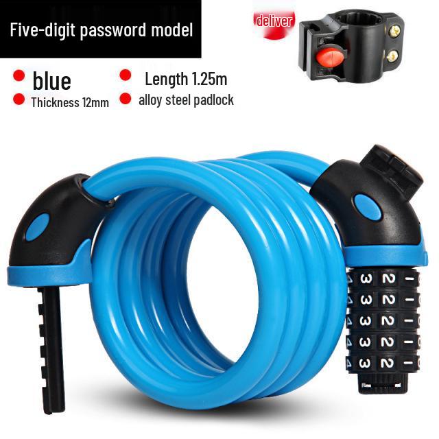 Portable Frosted Steel Cable Bicycle Lock with Anti-Theft Combination for Mountain Bikes and Electric Vehicles
