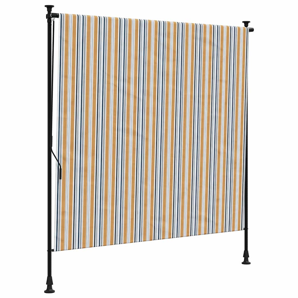 Vidaxl Roleta Zewnętrzna, Żółto-Biała, 150X270 Cm, Tkanina I Stal