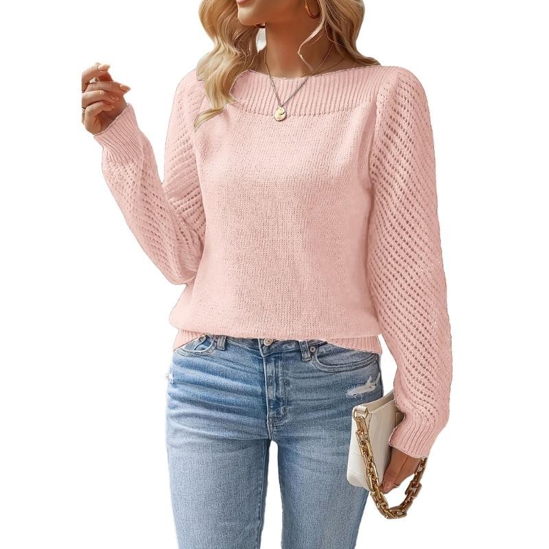 YYFS Women's Fashion Casual Spring Fall Solid Color Print Long Sleeve One Shoulder Sweaters