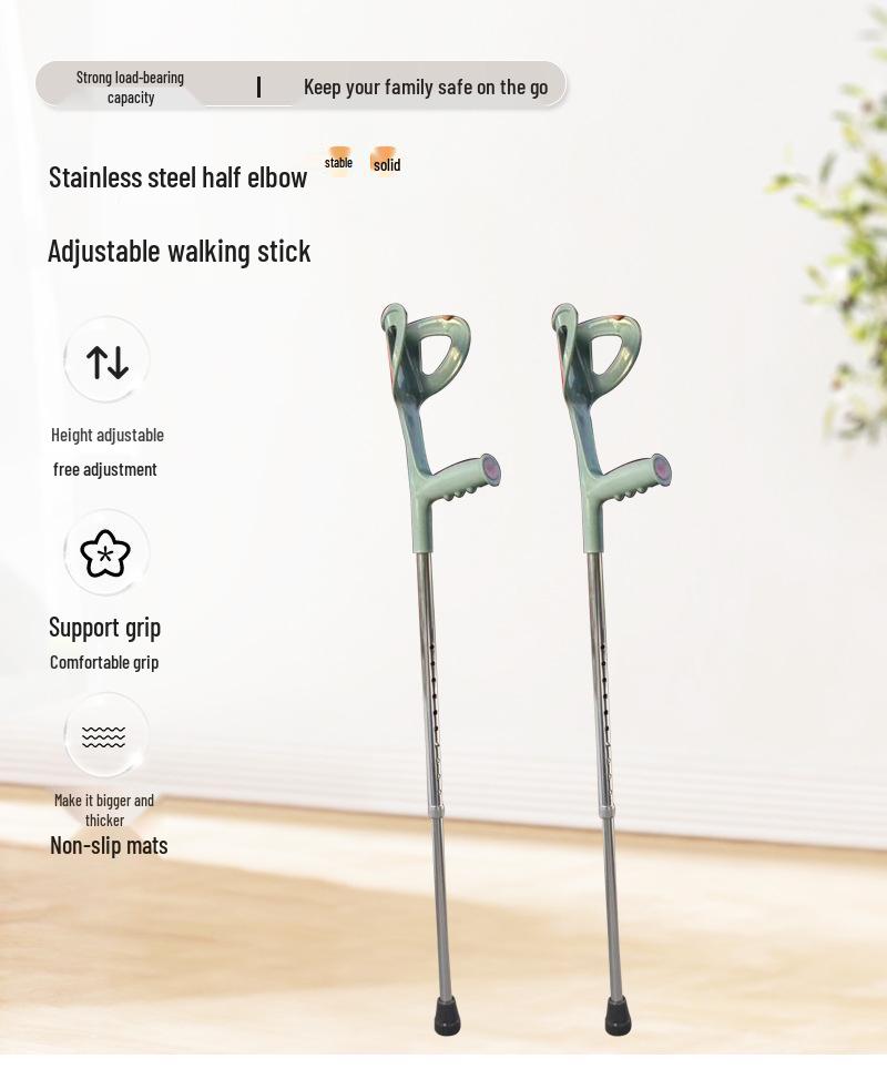 Adjustable Forearm Crutches for Rehabilitation - Portable Walking Aid for Elderly and Disabled
