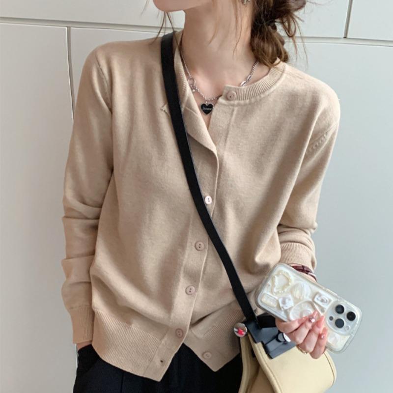 Giacca Cardigan Casual in Maglia Slim Fit alla Moda da Donna Autunno Manica Lunga Cardigan Maglione Top a Maglia Larga Maglioni Girocollo Vintage 25182