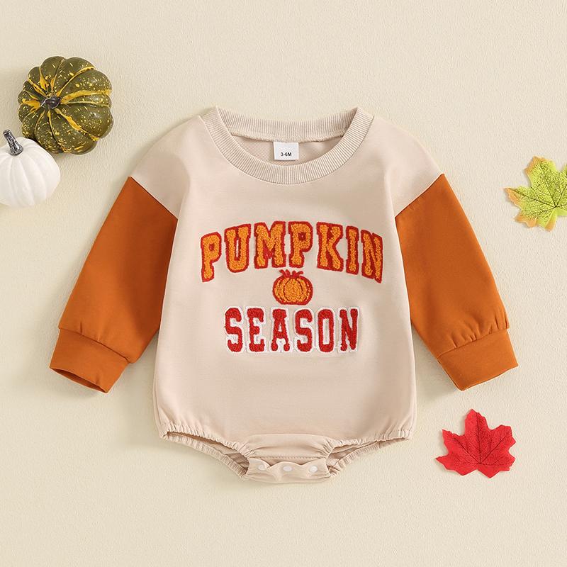 

Newborn Baby Girl Boy Autumn Romper Baby Letter Pumpkin Embroidery Rompers Baby Sweatshirt Jumpsuits 18M