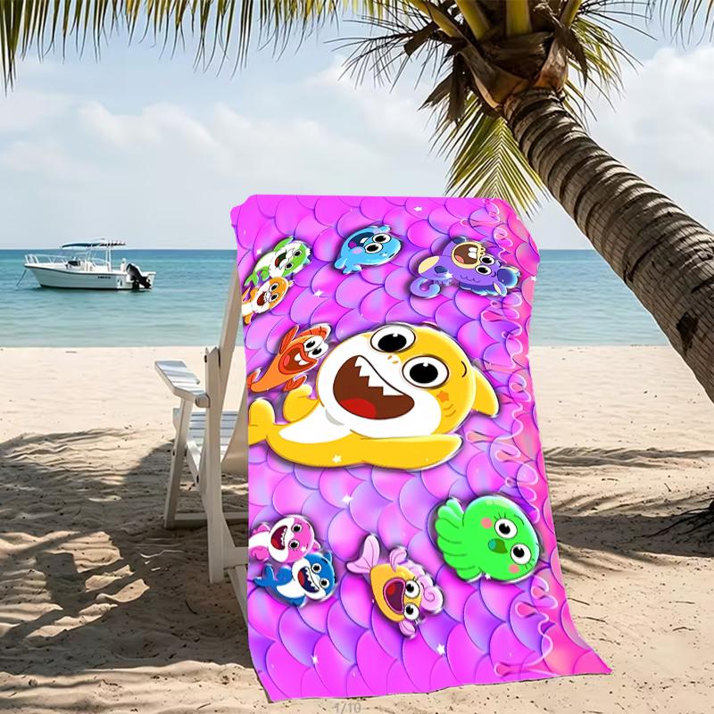 Beach Towel with B-Baby Shark Pattern - soft,absorbent,machine washable Lightweight&Modern,swimming,Travel Essentials