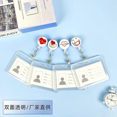 Doctors Nurses Transparent Chest Tags Work ID Card Sets Retractable Badge Reels Lanyard Porta Credencial Retractable Keychain