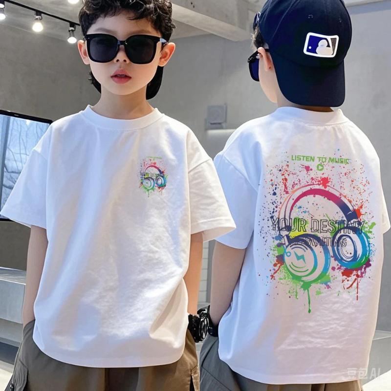 Cotton Children's Clothing, Boys' T-shirts, Short Sleeves, Summer Children's Mid Size Boys' Tops, Half Sleeves, Summer Fashion Trend