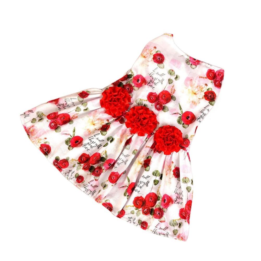 

Красное платье принцессы для собаки с красной розой, милое платье без рукавов с принтом собаки, юбка для питомца, весна M-Style 2