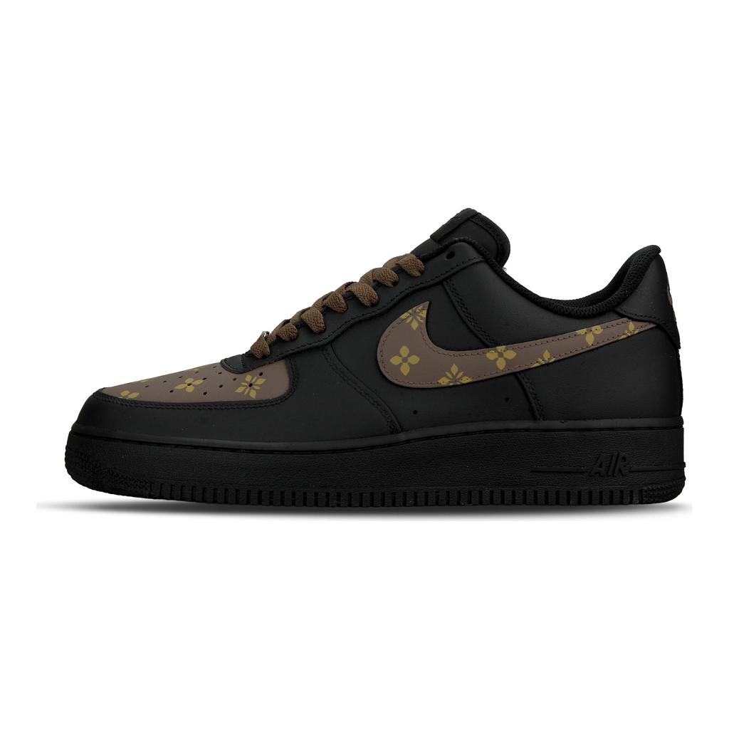 Nike Air Force 1 Slip Resistant Abrasion Resistant Low top Skateboard Shoes Unisex Black Brown CW2288-001(Team882-Louis)