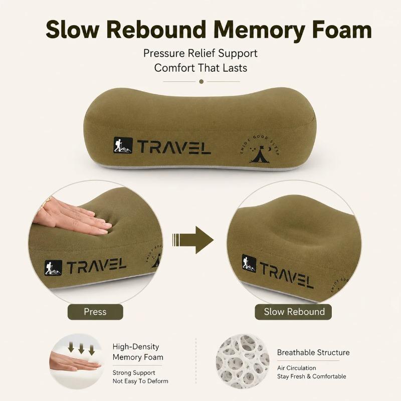 Portable Compressible Camping Pillow Memory Foam Travel Pillow for Sleep Suitable for Outdoor Camping Sports and Airplane Travel