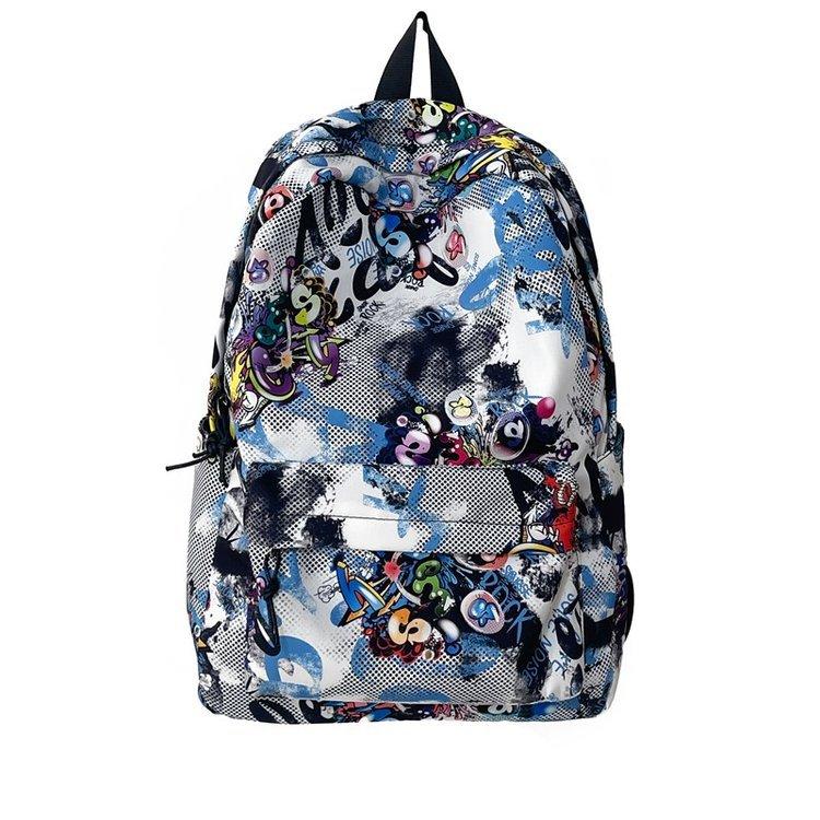 Schoolbag Trend Fried Street Large Capacity Campus Student School Bag Fashion Printing Graffiti Japanese and Korean Versatile Kusa Backpack