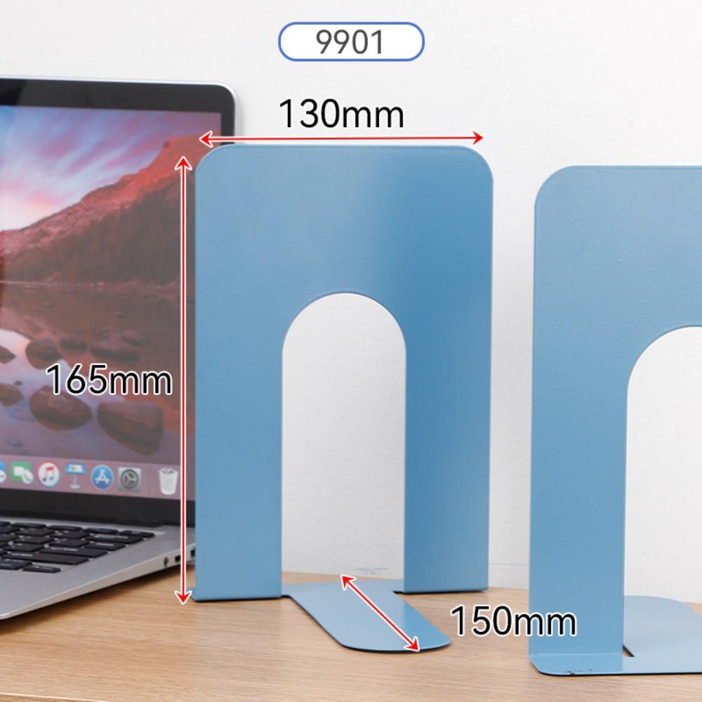 2pcs L-Shaped Bookends Metal Desktop Bookshelf High Quality Book Supports  Students Blue Thick 0.7cm
