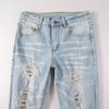 Street Denim Freizeithose Micro-Stretch Baumwolle Jugend Blaue Löcher Enge Jeans Herrenmode Hose