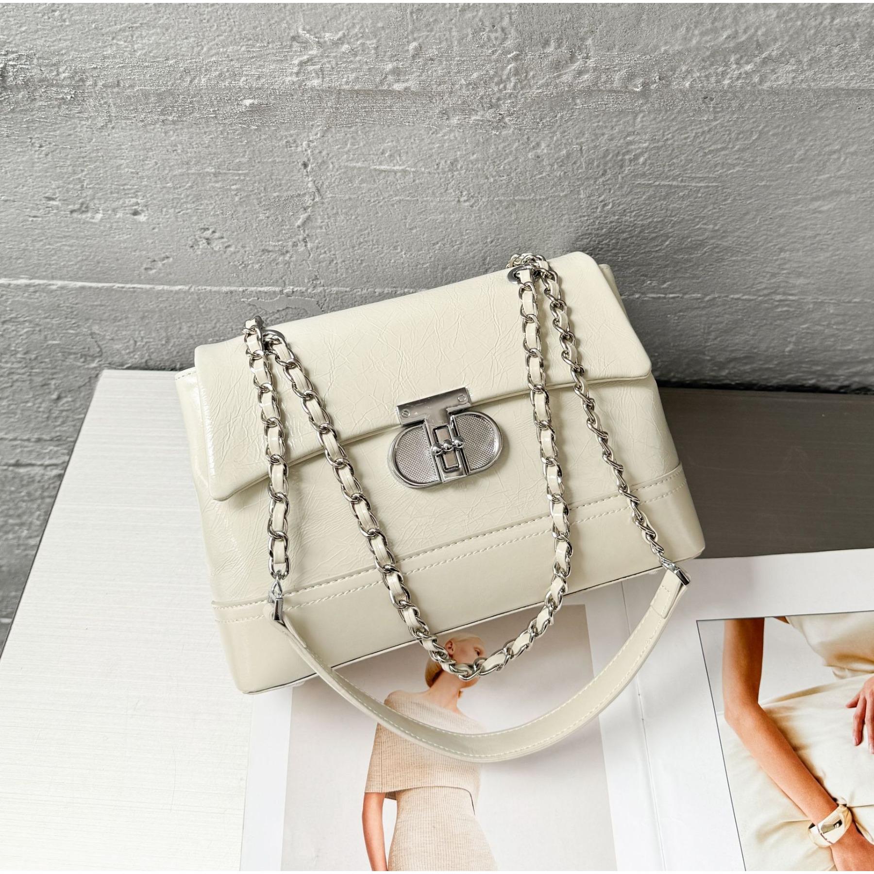 

Женская сумка через плечо из воловьей кожи с трещинами, вместительная сумка-мессенджер, женская мода и простые покупки белый