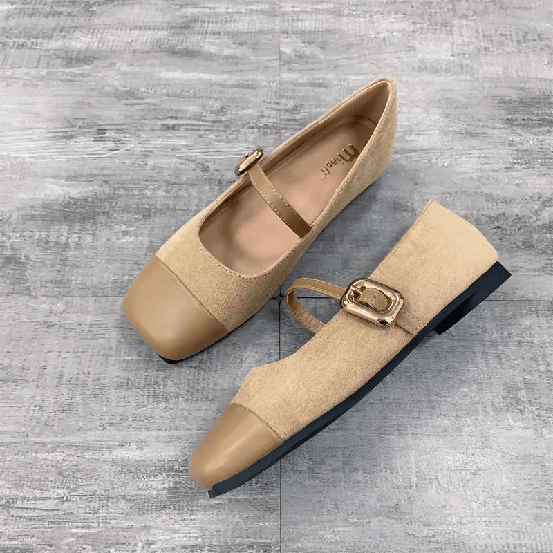 

Fashion Flat Shoes for Women Spring and Autumn 2025 New French Mary Jane Square Toe Shallow Mouth Strap Plus Size Women s Shoes 41-43 33