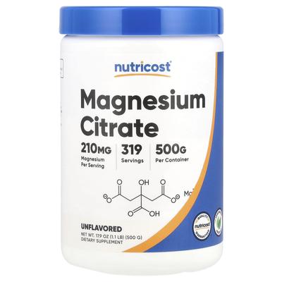 Magnesium Citrate, Unflavored, 210 Mg, 500 G (17.9 Oz)