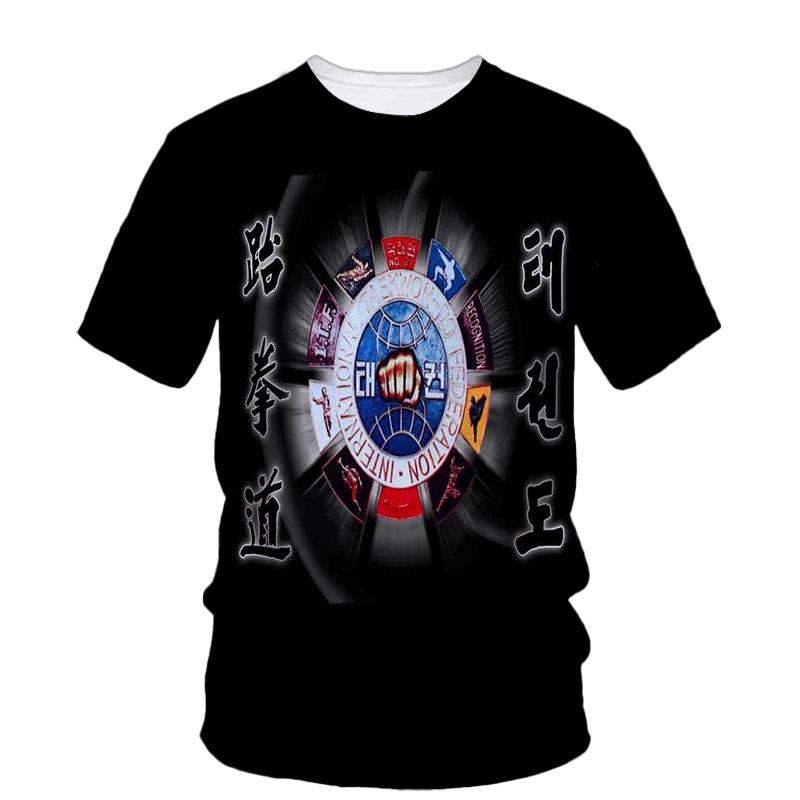 New Taekwondo Men's T-Shirt Customized Quick-Drying Martial Arts Sanda 3d Graphic Tough Man O-Neck Short Sleeve Outdoor Clothing