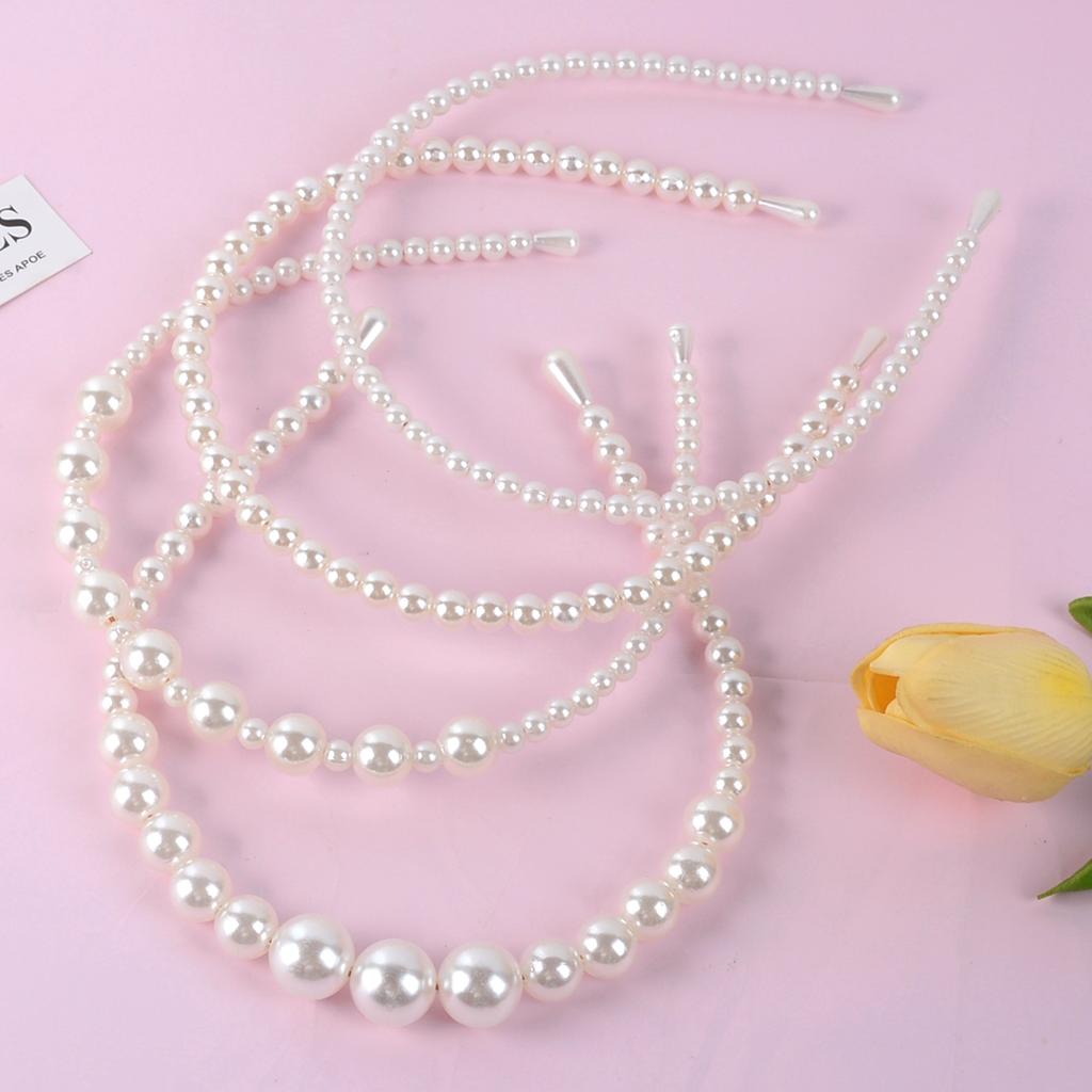4-Piece Set of Fashionable and Simple Fairy-Like Pearl Headbands, Versatile Hair Accessories for Women, Suitable for Daily Casual Wear and D