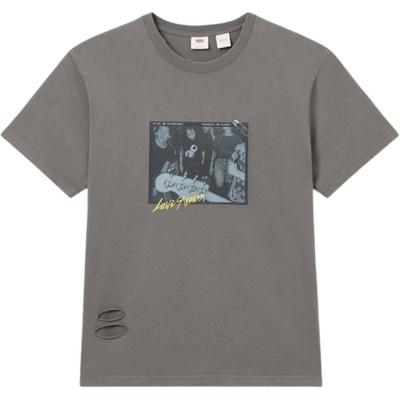 Levis Loose Fit Printed Casual Comfortable Crew Neck Short Sleeve T-Shirt Men Tops Gray 002X3-0001