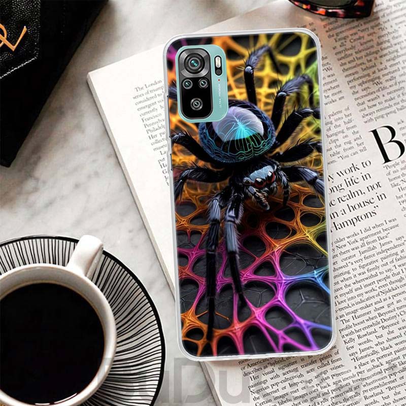 Black Widow Spider Insect Cover For Xiaomi Redmi Note 10 9S 9 8T 8 Pro 7 5 Mi 9T 10T 11T 12T 11 12 Lite 12X A3 A2 A1 Print Coque