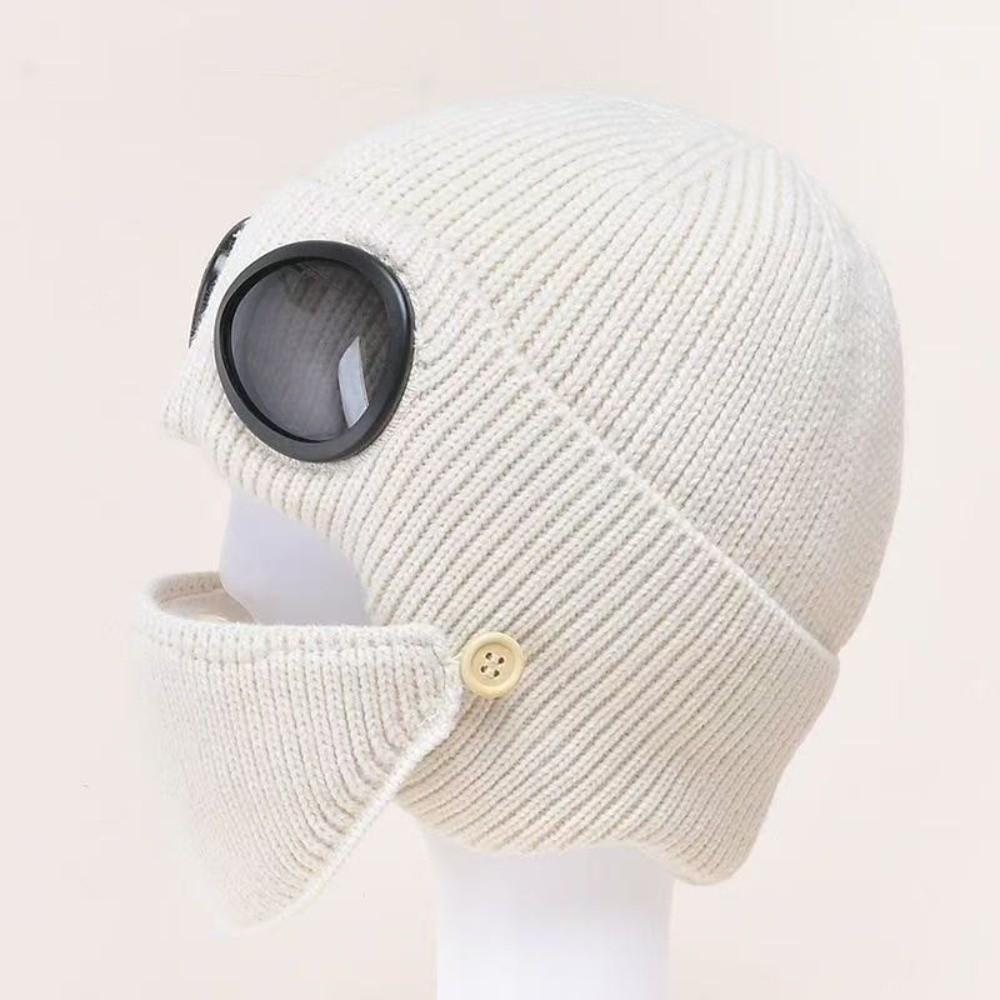 Fleece Lined Knitted Winter Hat Woolen Warm Hat With Mask Warm Woolen Hat  Cold Weather
