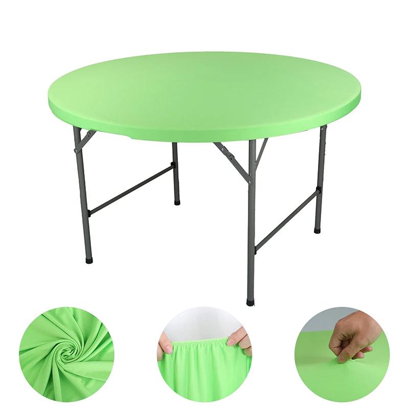 Round Picnic Table Cloth Wedding Solid Color Elastic Fitted Table Covers for Outdoor Camping Wedding Banquet Party Dining Tables