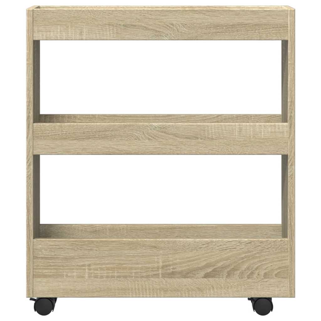 Narrow Storage Cart 3 Tiers Sonoma Oak Engineered Wood