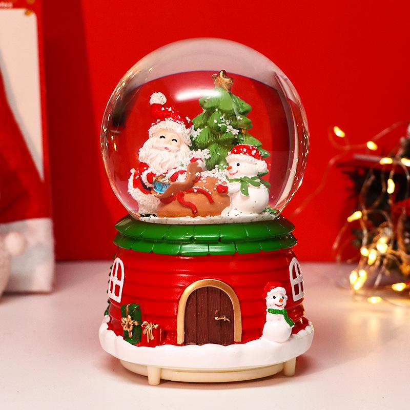 Children's Christmas Decorations: Crystal Ball Music Box Ornament for Tabletop