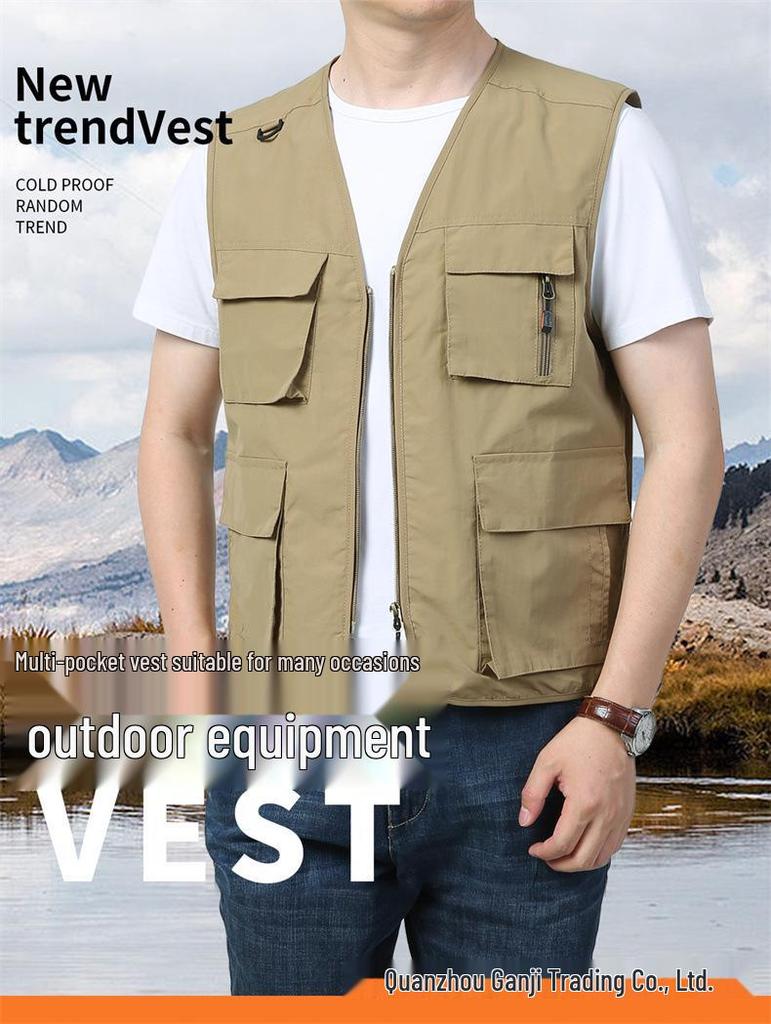 Men's Quick-Dry Multi-Pocket Vest for Team Building, Photography, and Fishing Events - Spring/Autumn 2209.