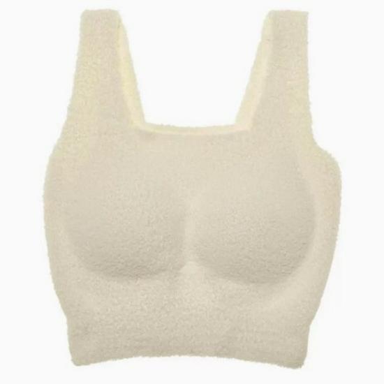 Women's Lambswool Warm Vest with Built-in Chest Pads – Slimming, Close-fitting Base Layer for Autumn/Winter, Wearable as Outerwear.