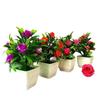 Plastic Lily Cherry Blossom Rose Flowers Potted Plant For Decor Home