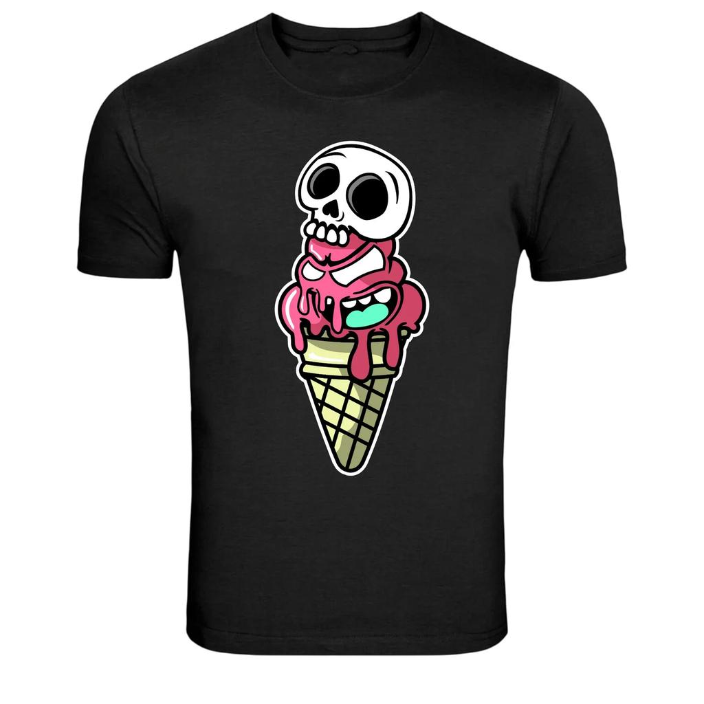 Melting Skull Ice Cream Horror Dessert Graphic T-Shirt