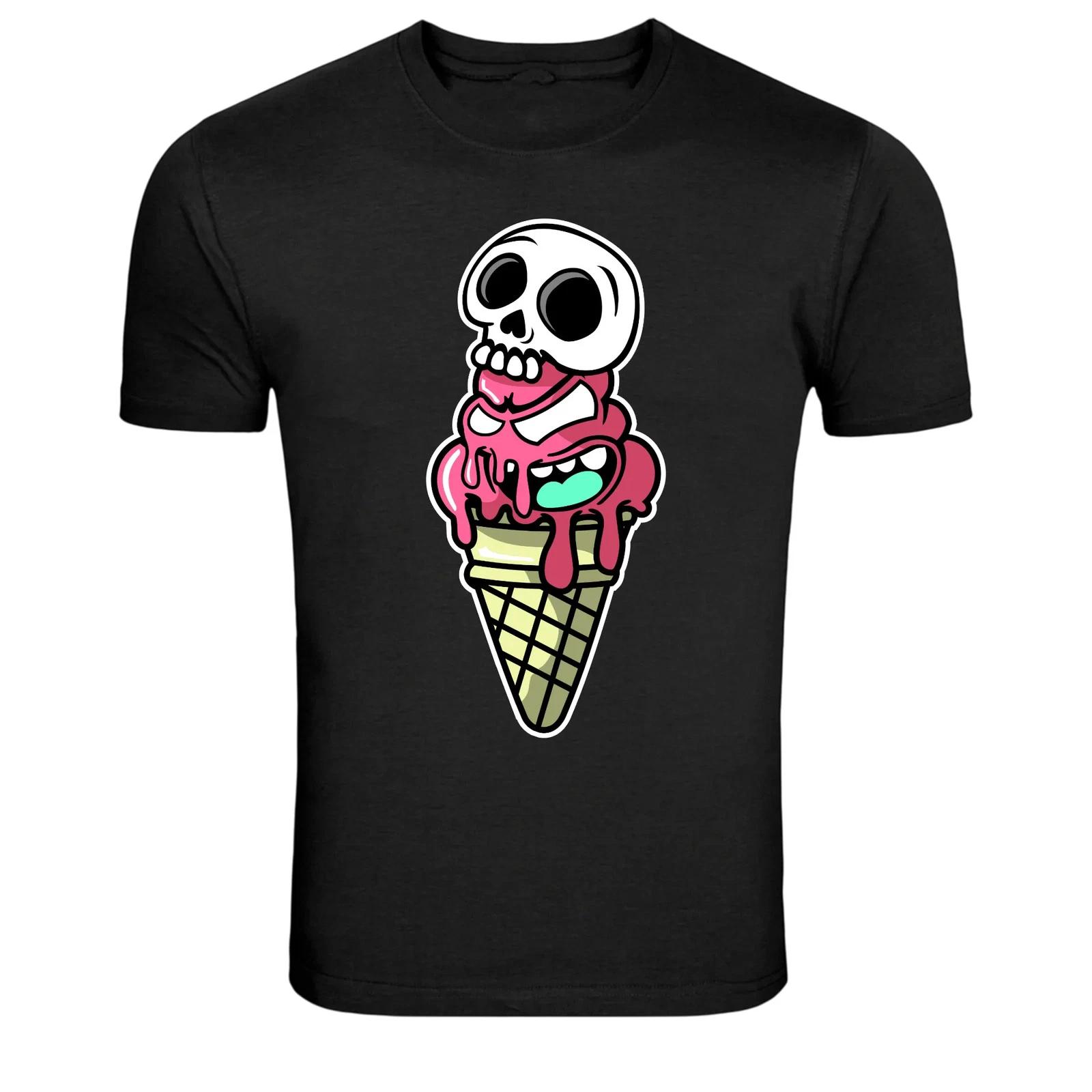 Melting Skull Ice Cream Horror Dessert Graphic T-Shirt S