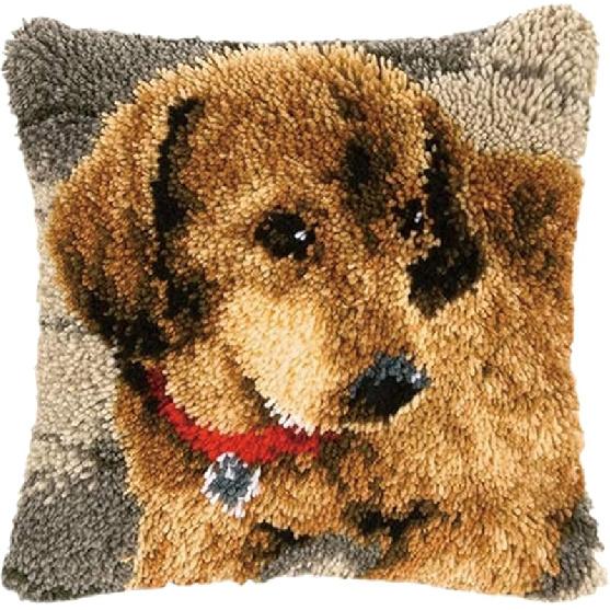 

BYH Latch Hook Pillow Cover Kit, 17x17in DIY Latch Hook Kits with Color Printed Canvas Pattern Crochet Pillow Cover Kit Hand Hooked Throw Pillow Kit C