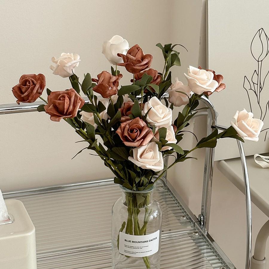 Windflower Hand Bouquet: Retro French Rose Dried Artificial Flowers In Paper Bag for Decoration & Photo Props