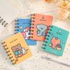 2Pcs Mini Cute Spiral Notebook Cartoon A7 Side-Turning Coil Notebook Smooth Writing Pocket Notepad 80 Pages for Study Office Journaling