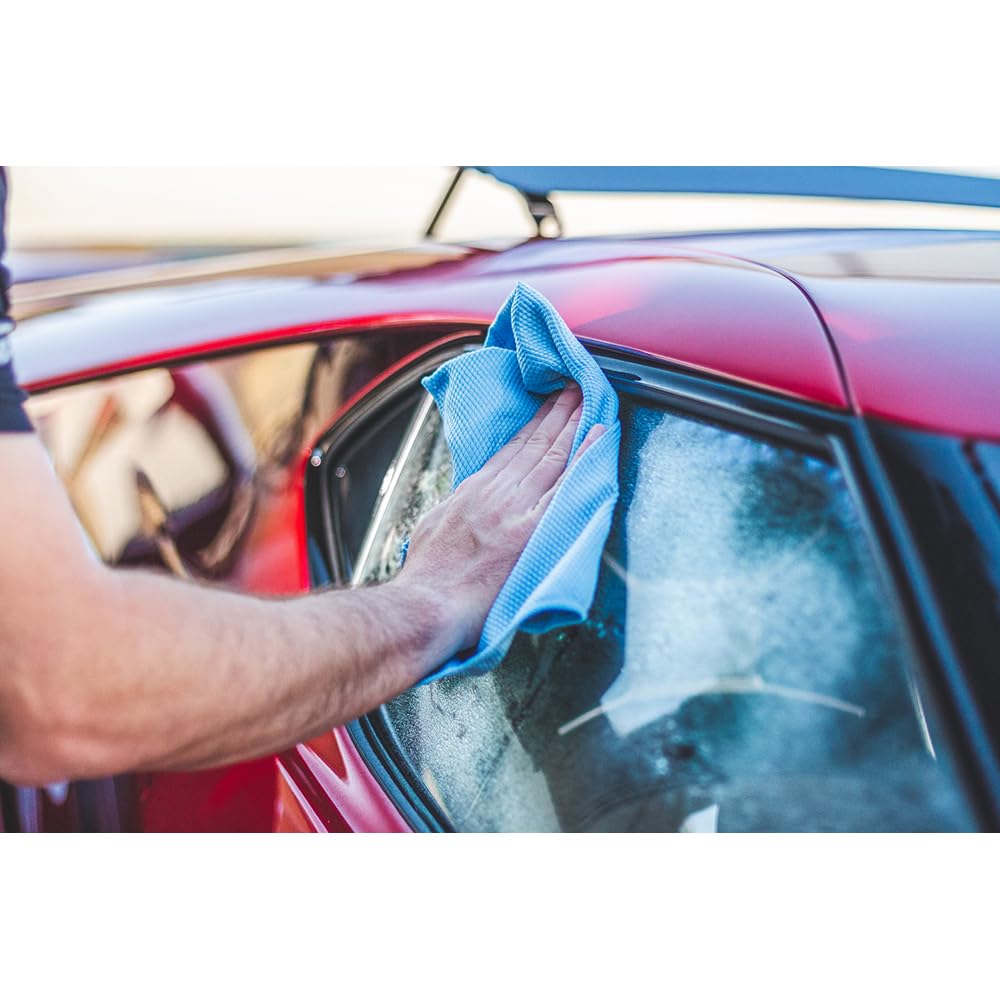 The Rag Company Diamond Weave Glass Window for Car Washes and Detailing & Towels, 6-Count, Blue,