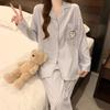 Girls Line Puppy Plaid Pajamas Women'S Cloud Cotton Thin Long Sleeve Suit Loungewear