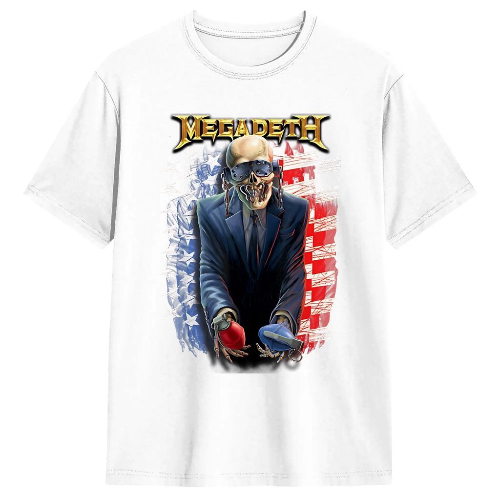 Vic Rattlehead Megadeths Pure Cotton T Shirt For Unisex Beach Y2K Retro TShirts Round Neck Hip Hop Tees Oversize Clothes