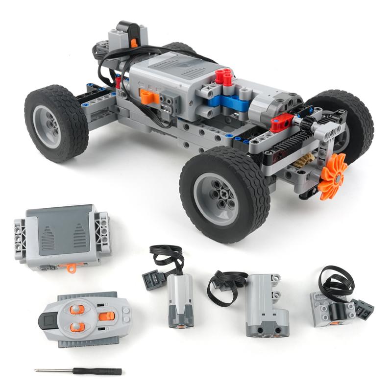 4WD RC Auto Chassis Elektrischer Bausatz mit Motor Rädern Batteriebox Empfänger für MOC Technisches Modell Spielzeug