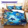 3D Landscape Pattern Bedding Quilt Set Quilt Cover Pillowcase Home Decoration Gift (1 * Duvet Cover + 2 * Pillowcase, Without Core)