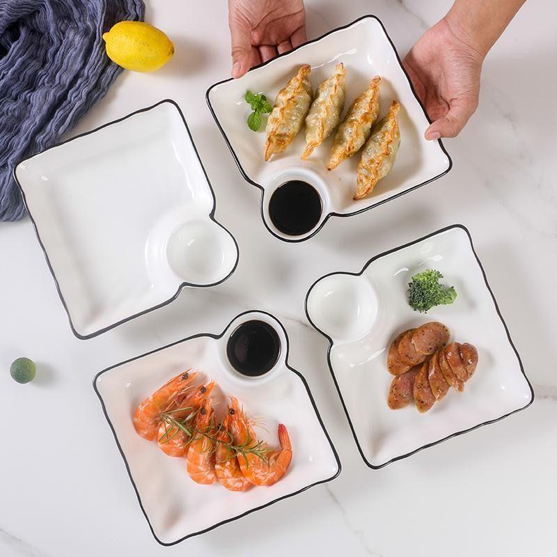 Dumpling & Vinegar Dish: Elegant Shrimp Plate for Children's Breakfast