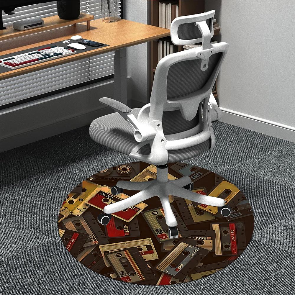 

1pc Audio nostalgia Office Round Area Rug, Indoor Mat Suitable ForOffice, Under Office Chairs Bedroom Living Room Home Decor, Room Decot100 80cm by 80cm