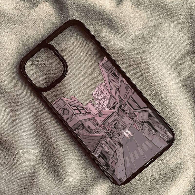 Japan Anime Landscape Street View Scenery Phone Case For iPhone 14 15 Pro Max 13 12 11 XR XS SE20 7 8Plus Clear Hard Cover Shell