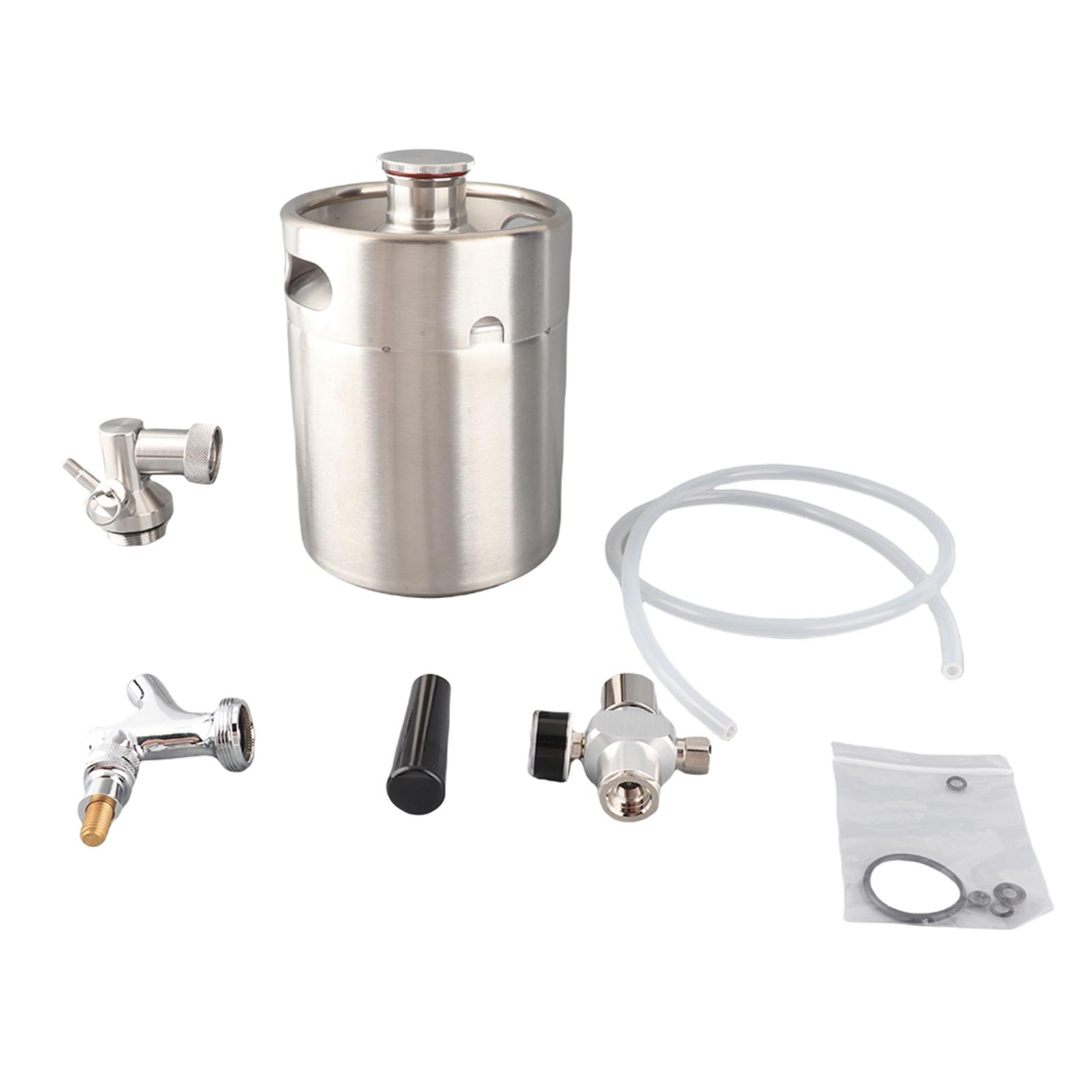 

2L Stainless Steel Beer Keg Homebrew Keg System Kit with Carbonator Faucet CO2 Regulator