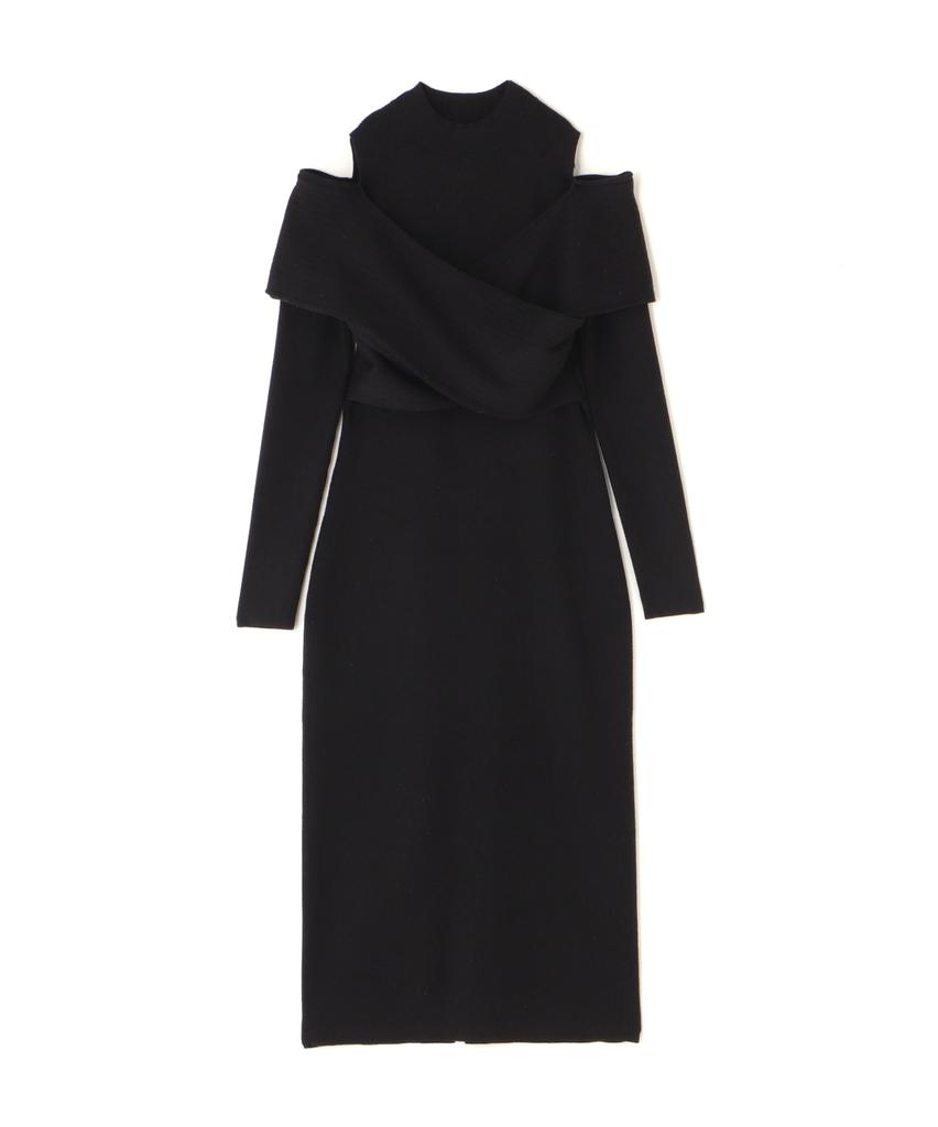 Beauty Casual Layered Knit Black [Natural Basics] Dress, Off-the-shoulder Dress, Women's,