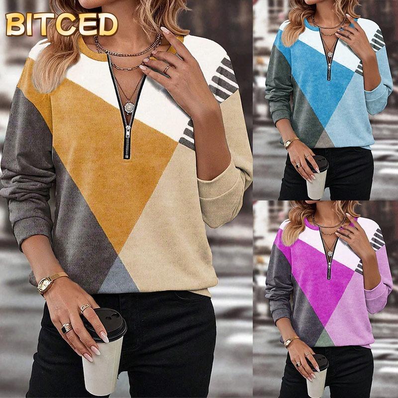 BITCED Women's Fashion Casual Long Sleeve V Neck Blouses & Shirts