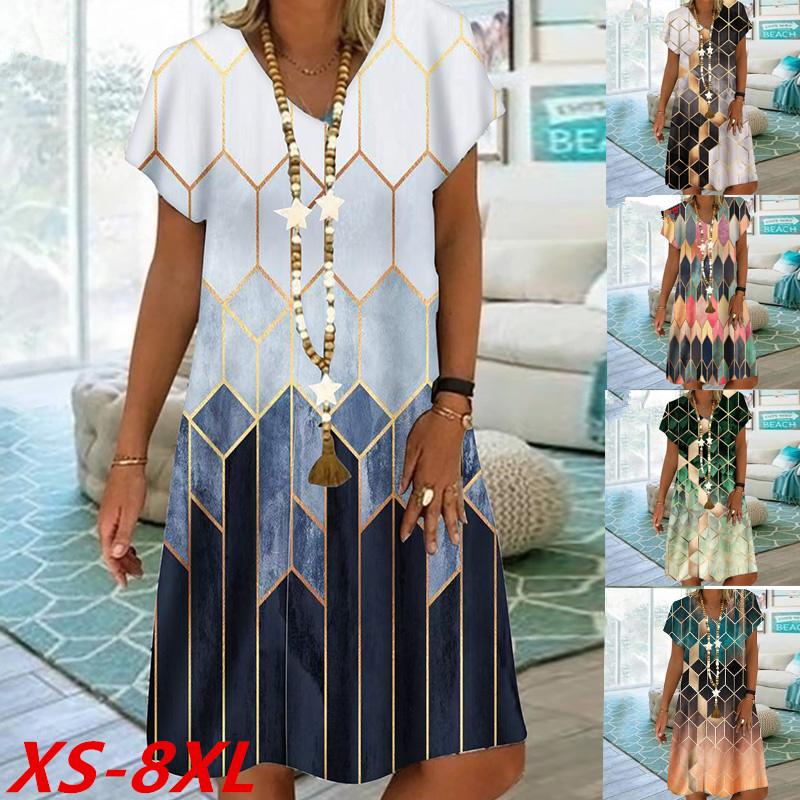 Buy Summer Women Party Dress Sexy Mini Casual Dress Print V-neck Ladies ...