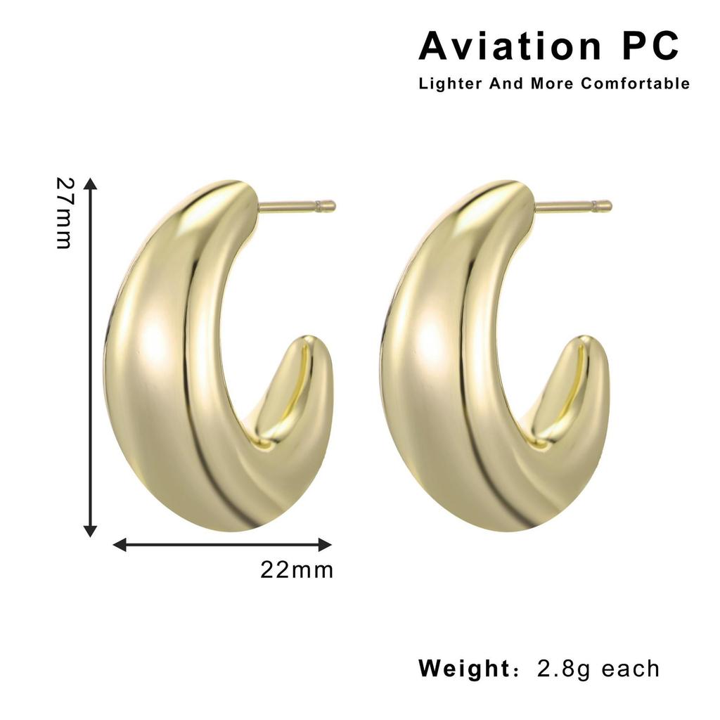 Geometric Retro French Style Stainless Steel Hoop Earrings