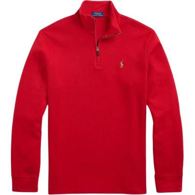 Polo Einfarbiges Langarm-Sweatshirt mit halbem Reißverschluss für Herren Rot 710877001-013