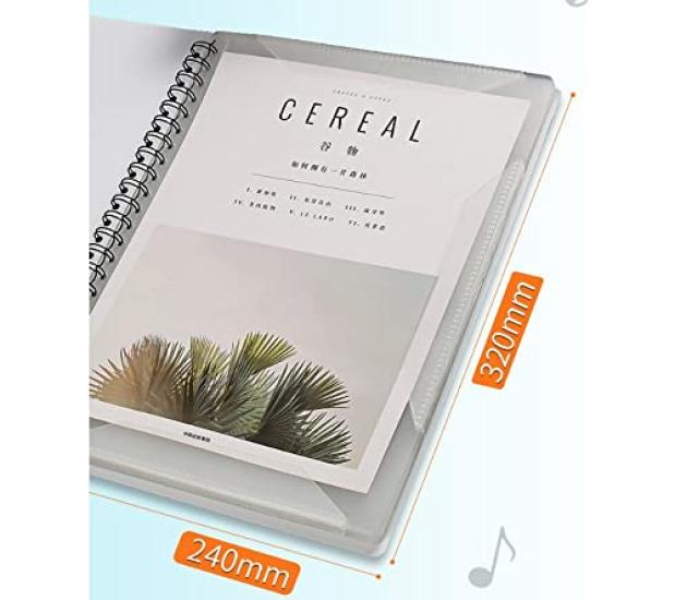 Harutaro Music File A4 Size Piano Wind Instrument Sheet Music Double Page Writeable Holds up to 40 Sheets (Orange)